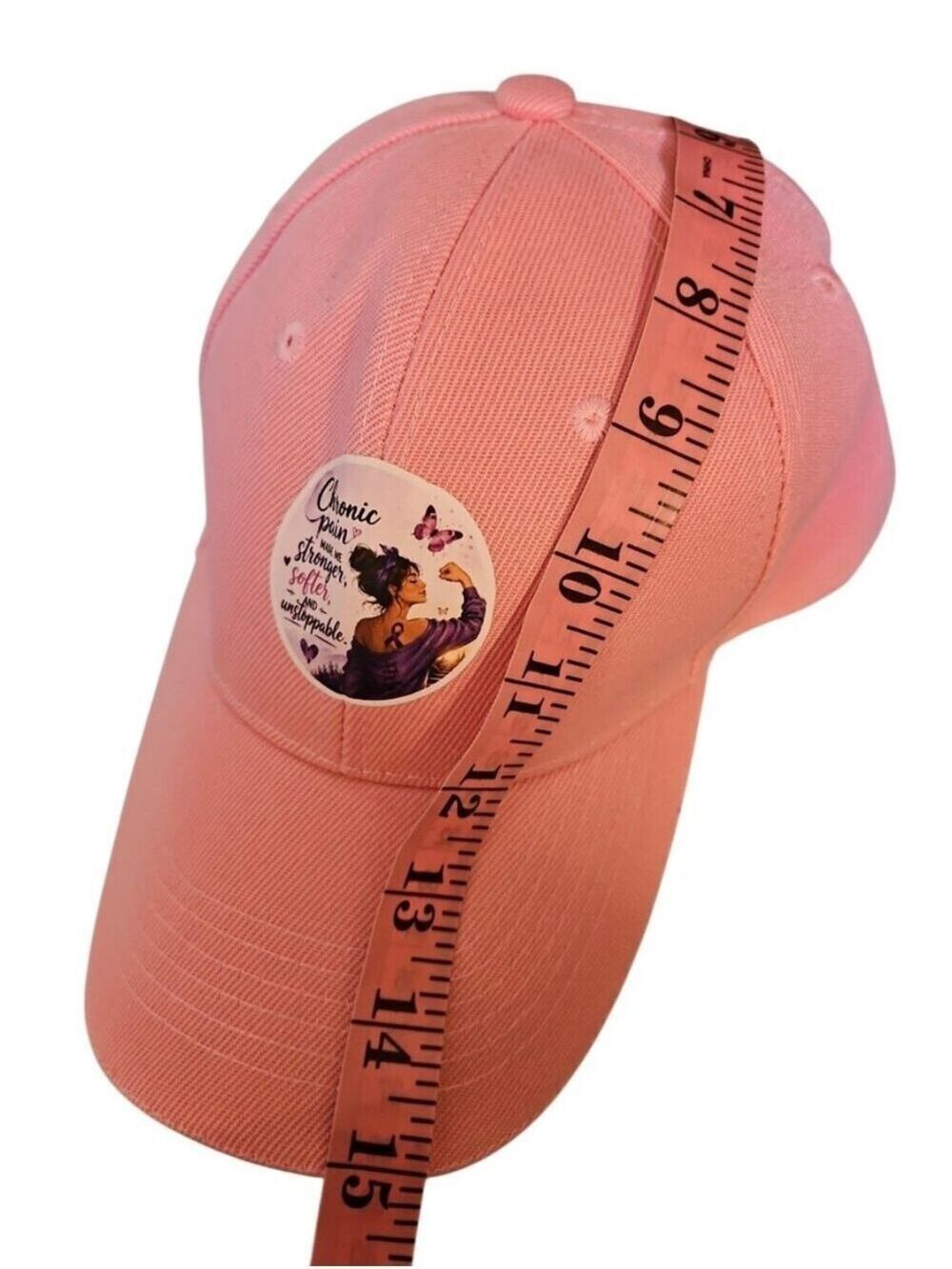 UPCYCLED OOAK Pink Cap Wearable Art Hat Strength Original Design Pain Awarness - Picture 15 of 17